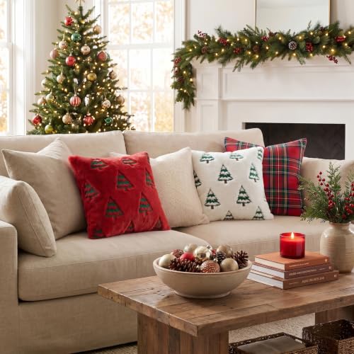 Artscope Christmas Throw Pillow Covers 18x18 Set of 2 - White Tree Design
