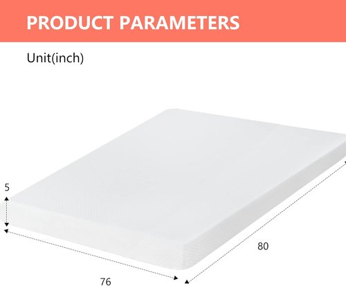 FDW 5-Inch King Mattress - Medium Firm Gel Memory Foam | CertiPUR-US Certified | Pressure Relief & Cooling