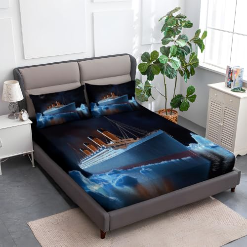 Dark Twin Sheet Set - 4 Piece Ocean Themed Bed Linen with Deep Pocket Fit