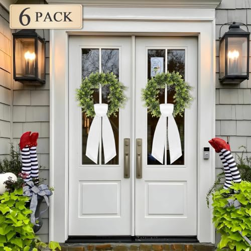 6PCS White Wreath Sashes for Front Doors - Perfect for Holiday & Event Decor