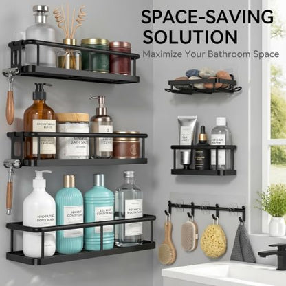 6 Pack Stainless Steel Shower Caddies - Heavy-Duty Bathroom Shelves
