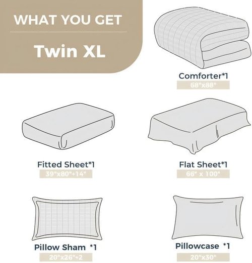 HYMOKEGE Twin XL Comforter Set - Burgundy Seersucker 5-Piece Luxury Bedding Set for All Seasons