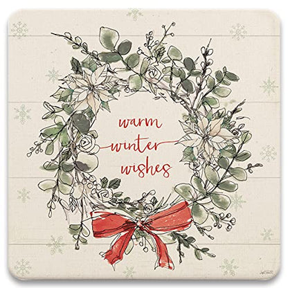 Absorbent Coaster Set for Drinks - Modern Farmhouse Christmas IV