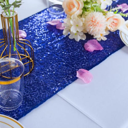 Blue Sequin Table Runners Pack of 10 12x108 Inches for Wedding & Party Decorations