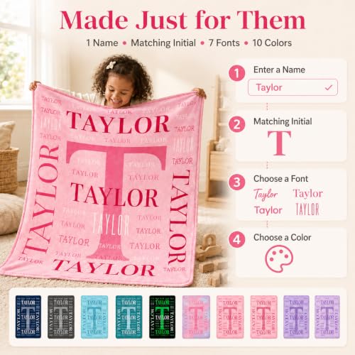 Personalized Name Blanket for Kids - Soft Flannel Custom Gift in Multiple Sizes