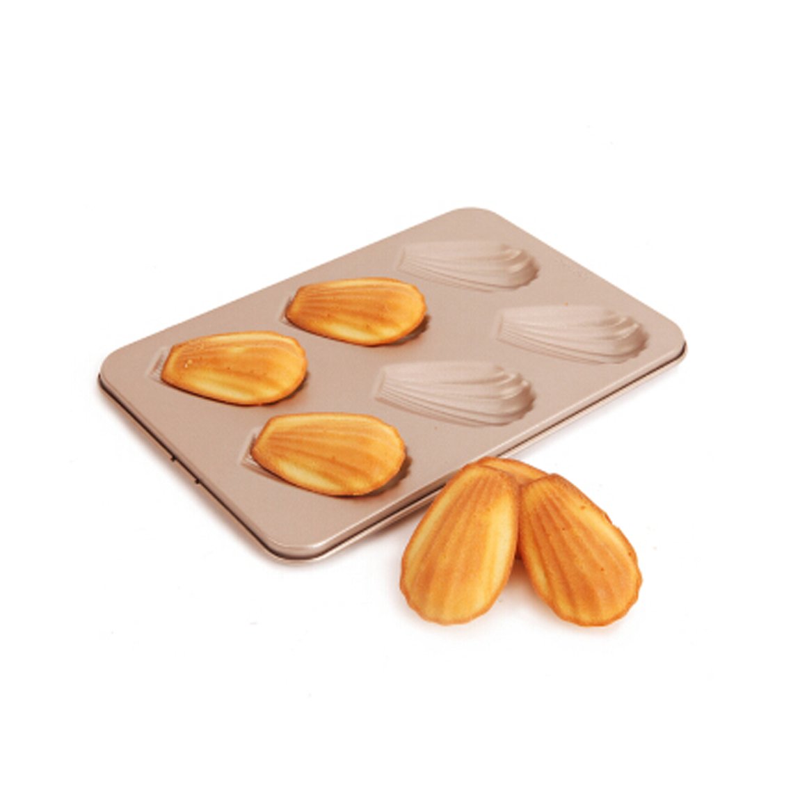 CAN_Deal Non Stick Heav-gauge Steel 6 Holes Madeleine Baking Tray, Cake Baking Mould Pan, Produce Cake Size 8 x 5 x 1.5cm