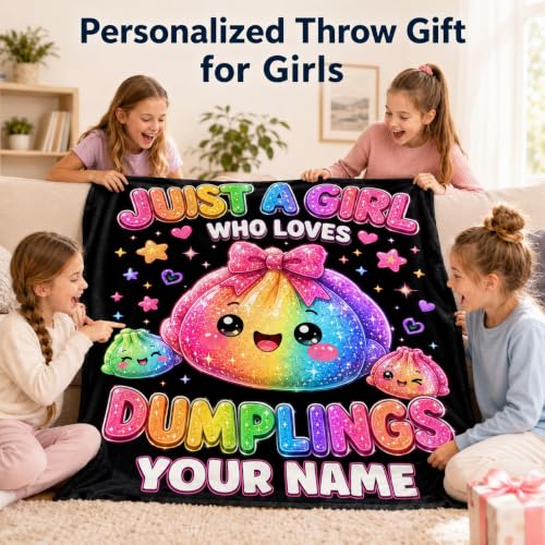 Black Personalized Cozy Dumpling Blanket for Girls & Kids