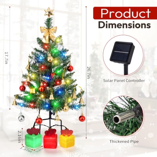 Mini Solar Christmas Trees Outdoor - 30 Inch, Multi-Color LED, 4 Pack, Green