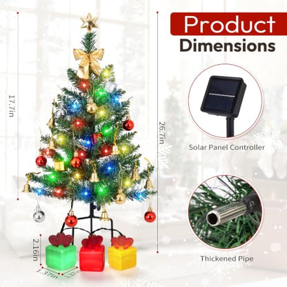 Mini Solar Christmas Trees Outdoor - 30 Inch, Multi-Color LED, 4 Pack, Green