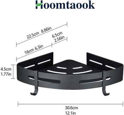 Hoomtaook Adhesive Corner Shelf - 2-Tier Bathroom Shower Caddy Organizer | No Drilling, Space-Saving Design