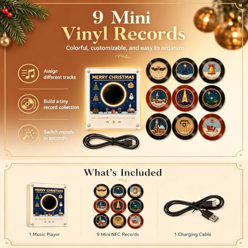 Jingle Vinyl Player Fridge Magnet Music Box Set-A