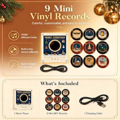 Jingle Vinyl Player Fridge Magnet Music Box Set-A