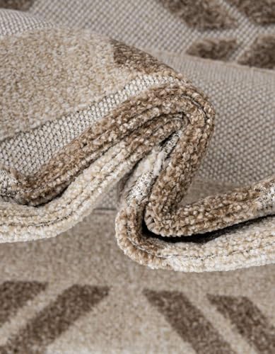 Unique Loom Outdoor Modern Collection Area Rug - Albuquerque (2' 7" x 10' Runner Beige/Brown)