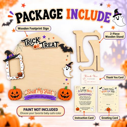 Halloween Footprint Sign with Photo Frame and Stand - Baby Keepsake Decor