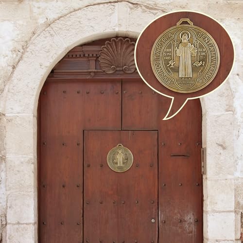 Large Gold Saint Benedict Medal Wall Decor - Religious Protection Symbol