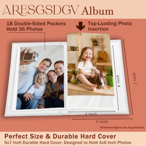 4x6 Photo Album Holds 36 Pictures - Durable Hardcover & Top-Loading Window