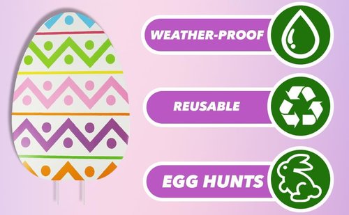 GIFTEXPRESS 6-Pack Giant Easter Egg Yard Signs - Large Spring Party Decorations with Metal Stakes