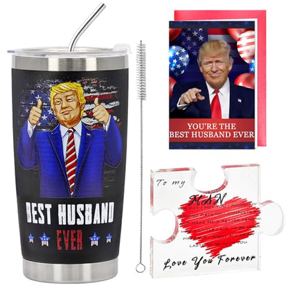 Modern Funny Gift Set for Husband - Stainless Steel Mug & Card Box