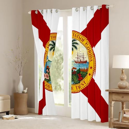 Florida State Flag Blackout Curtains 2 Panels 38x54 Inch - White & Red Variation