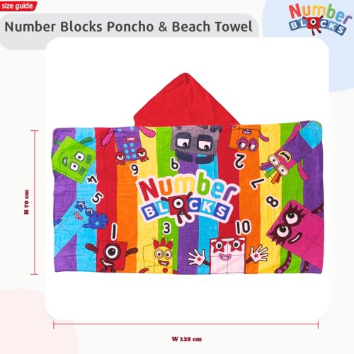 Numberblocks Kids Hooded Towel Poncho - Multicolor One Size Cotton Beach Wrap