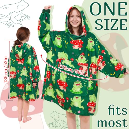Adult Frog Mushroom Wearable Blanket Hoodie - Cozy Fleece Hooded Blanket Gift
