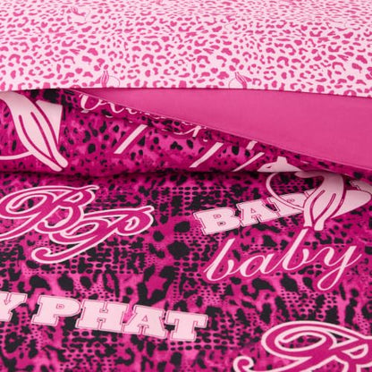 Baby Phat Tossed Logo 8-Piece Bed in a Bag Queen Pink - Reversible Bedding Set