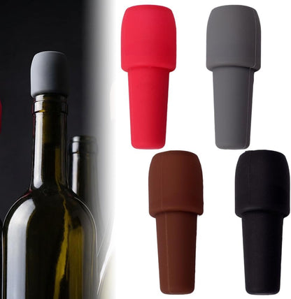 Silicone Wine Stopper for Wine Bottles, 2026 New Reusable Wine Bottle Stopper, Seal Bottle Cover for Beer Champagne, Wine Bottle Cover Caps for Home Use (4)