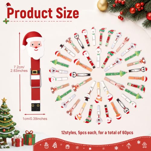 Christmas Wooden Clothespins Set of 60 with Holiday Animal & Festive Designs