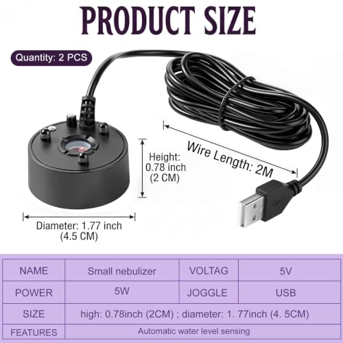 2-Pack Halloween Mist Maker Fogger with LED Light Ultrasonic Fog Machine