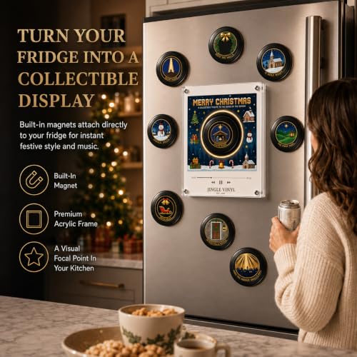 Halloween Magnetic Fridge Vinyl Music Box with NFC Discs & USB C - Personalized Retro Christmas Decor
