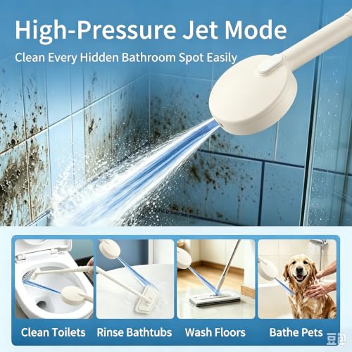 High Pressure Handheld Shower Head with 3 Spray Modes - White