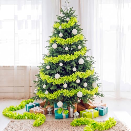 Christmas Tinsel Garland 100ft Metallic Twist - Emerald Green