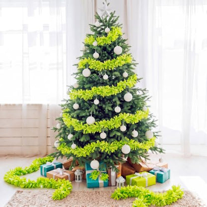 Christmas Tinsel Garland 100ft Metallic Twist - Emerald Green