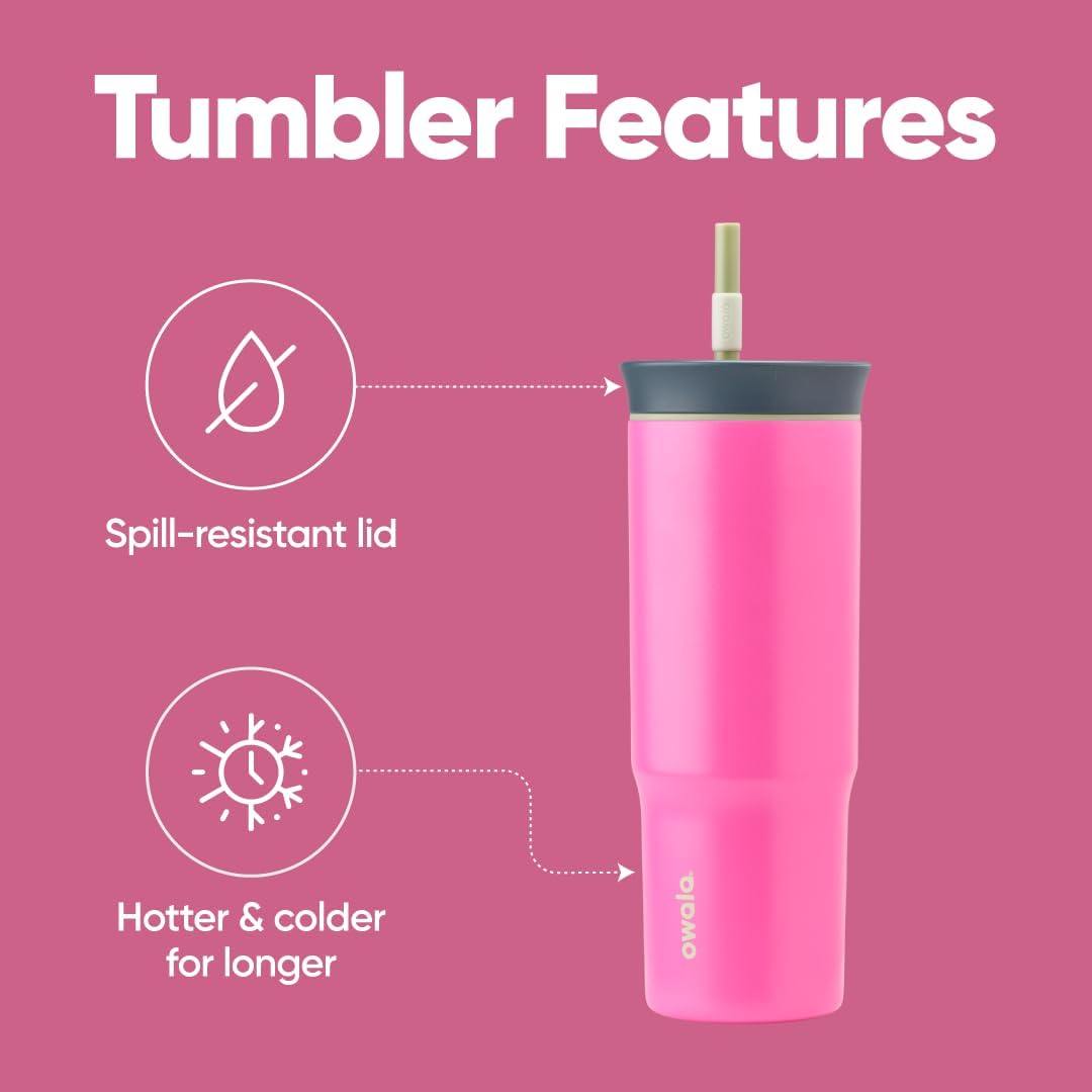 Owala Stainless Steel Travel Tumbler - Triple Layer Insulated, Spill Resistant Lid, 24 oz, Watermelon Breeze