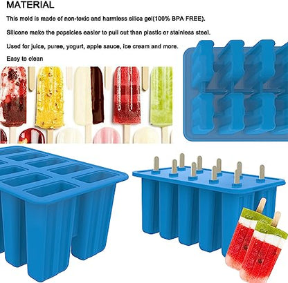 Miaowoof Homemade Popsicle Molds, Silicone Ice Popsicle Maker Non-BPA, with 50 Sticks, 50 Bags, 10 Reusable Sticks, Funnel, Brush, Popsicle Storage Container and Ice Pop Recipes