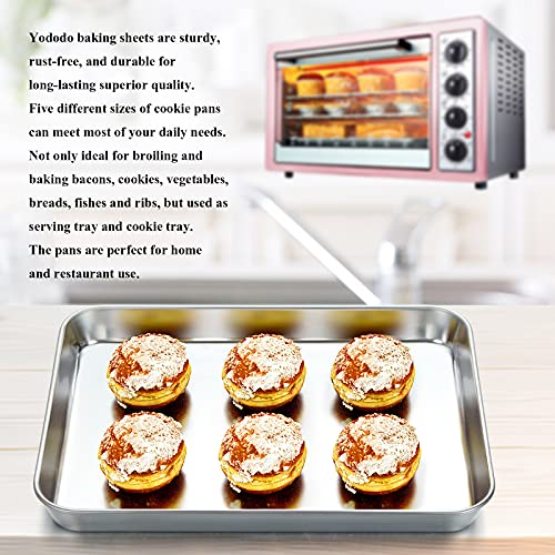 Baking Sheet, Yododo Stainless Steel Baking Pans Tray Cookie Sheet Toaster Oven Tray Pan Cookie Pan, Non Toxic & Healthy, Superior Mirror Finish & Rust Free, Easy Clean & Dishwasher Safe - 10.4 inch