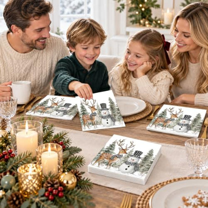Snowman Christmas Paper Napkins 50pcs Winter Watercolor Holiday Party Decor