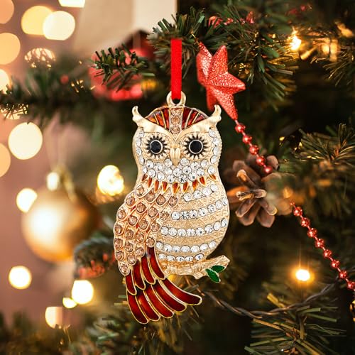 Brown Metal Owl Christmas Ornament for Tree Decoration