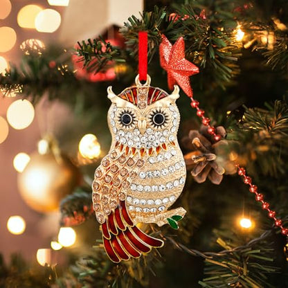 Brown Metal Owl Christmas Ornament for Tree Decoration