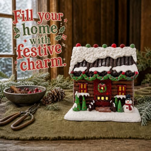 7-Inch Lighted Gingerbread House Christmas Village Decor