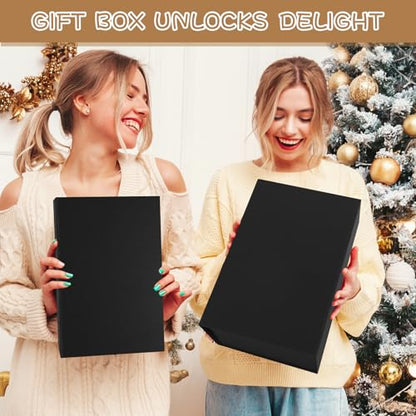 Large Black Gift Box with Magnetic Lid - Collapsible Decorative Storage Pack of 5