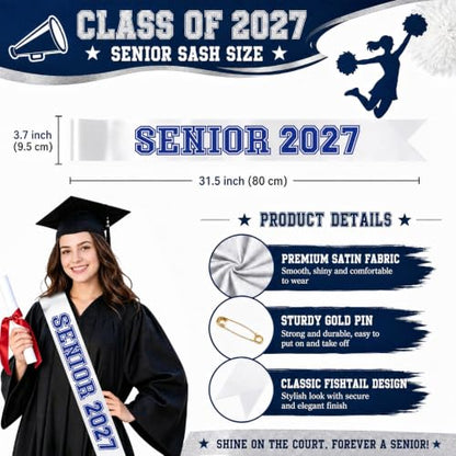 Blue 6PCS Senior Sash 2027 Cheerleader Sash for Graduation Party