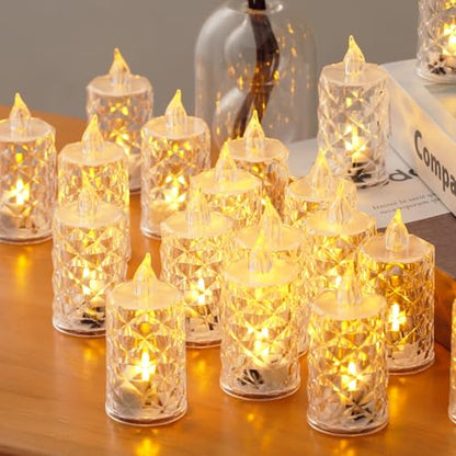 Battery Operated Flameless LED Tea Light Candles 12 Pack - White / Pack of 12