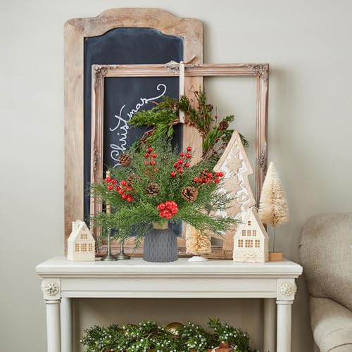 55PCS Christmas Artificial Pine Branches Set with Red Berries and Pinecones - A Style