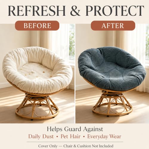 Papasan Cushion Cover - Leaf Jacquard, Fits 44-48 Inch Round Chair, Green