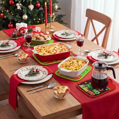 Christmas Pot Holders with Pockets - Red Green Elf Holiday Kitchen Accessories - Funny Variation