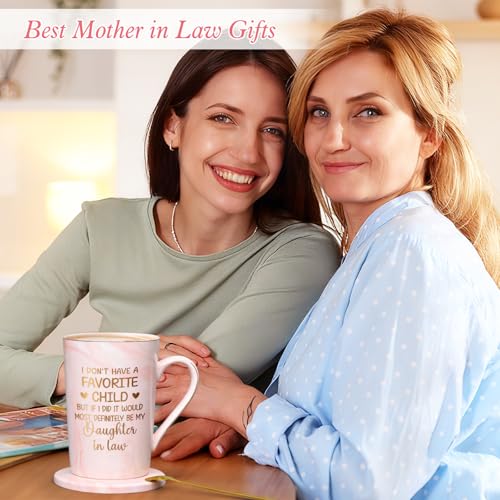 Pink Mother-in-Law Gift Mug - Funny Mothers Day Birthday Gift from Daughter-in-Law, 14 Oz