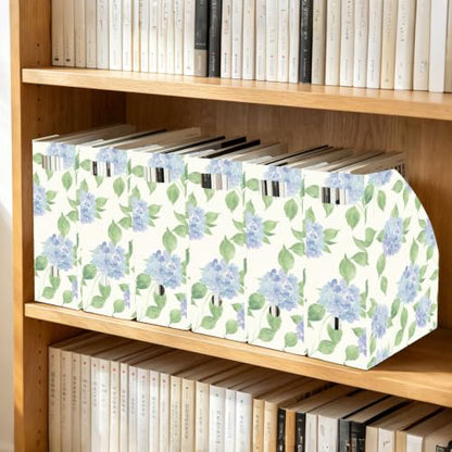 Pack of 3 Blue Hydrangea Floral Magazine File Holders for Office & Dorm