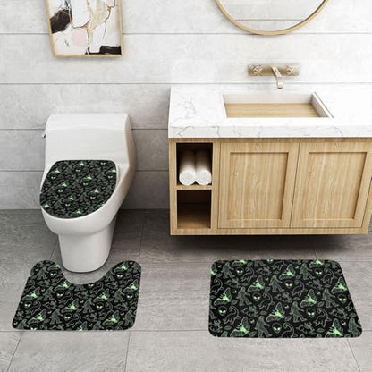Microfiber Flannel Bath Mat Set 3-Piece Bathroom Rug Toilet Seat Cover Tub Mat