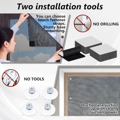 No Drill Solar Window Shade 80% UV Filtering PVC Cover for Home & Car